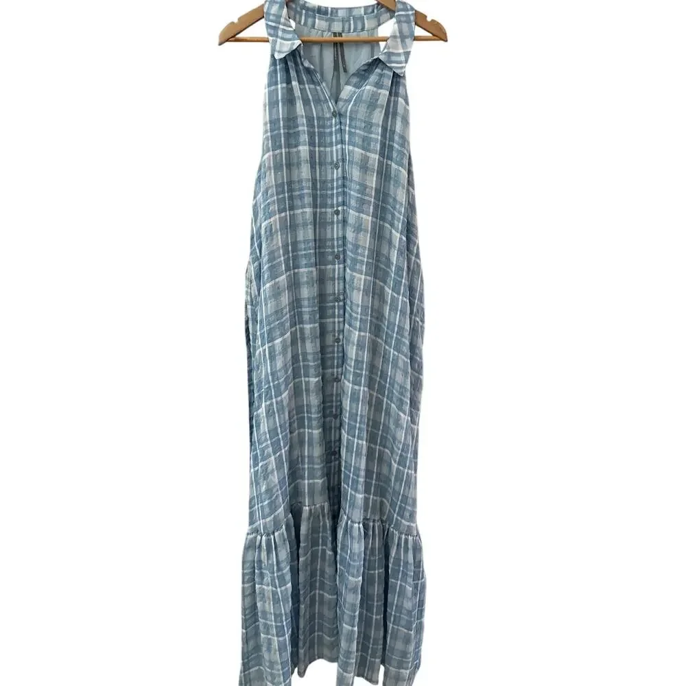 Anthropologie Sleeveless Buttondown Shirt Dress Tie Waist Size XL - Picture 7 of 10